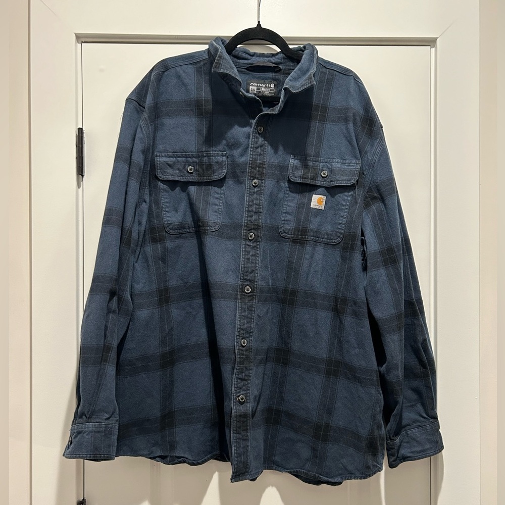 Carhartt Men's Loose Fit Heavyweight Flannel Long-Sleeve Plaid Shirt Sz XXL